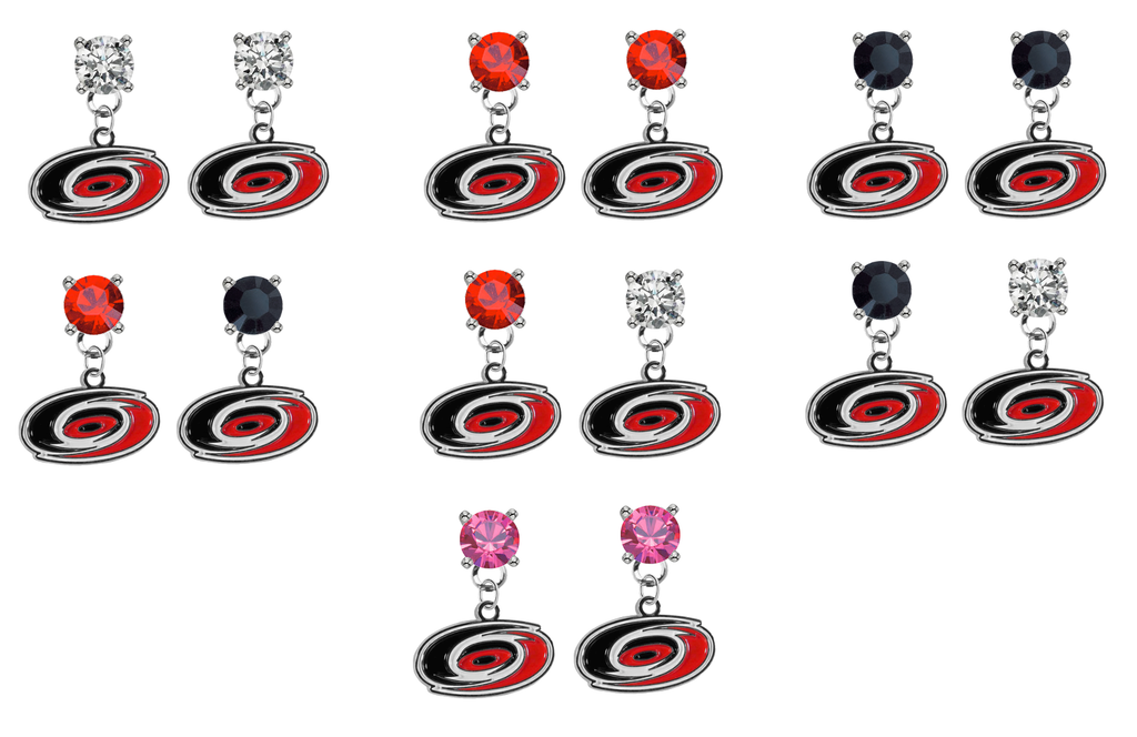 Carolina Hurricanes NHL Swarovski Crystal Stud Rhinestone Earrings
