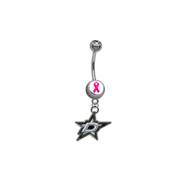 Dallas Stars Breast Cancer Awareness NHL Hockey Belly Button Navel Ring
