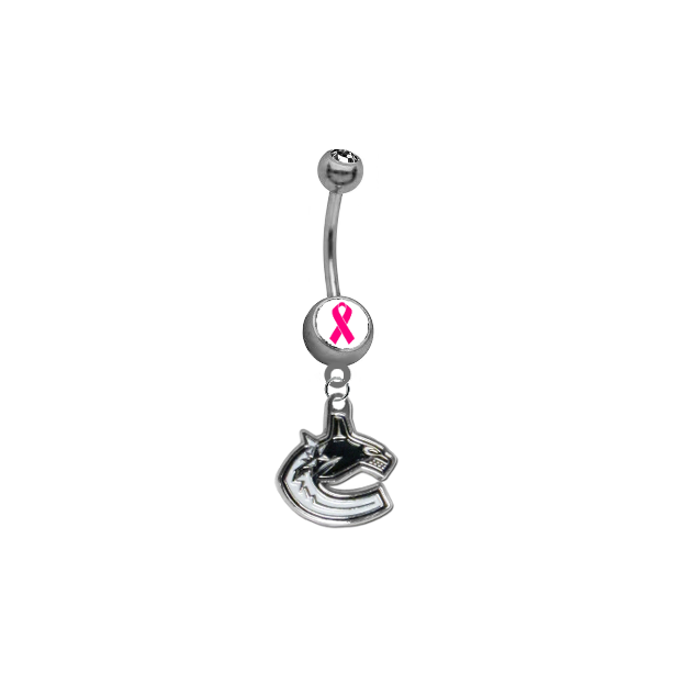 Vancouver Canucks Breast Cancer Awareness NHL Hockey Belly Button Navel Ring