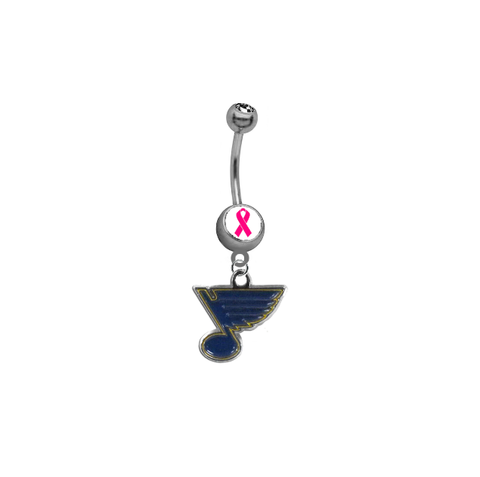 St Louis Blues Breast Cancer Awareness NHL Hockey Belly Button Navel Ring