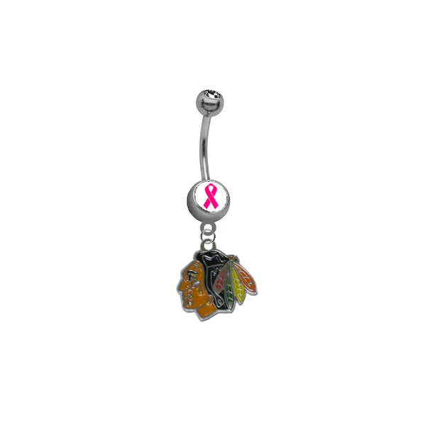 Chicago Blackhawks Breast Cancer Awareness NHL Hockey Belly Button Navel Ring