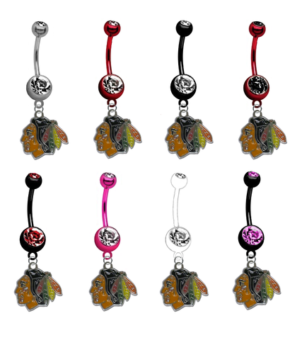 Chicago Blackhawks NHL Hockey Belly Button Navel Ring - Pick Your Color