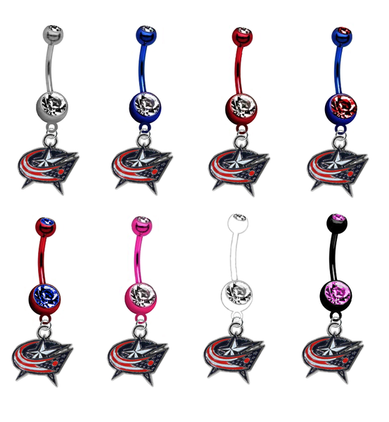 Columbus Blue Jackets NHL Hockey Belly Button Navel Ring - Pick Your Color