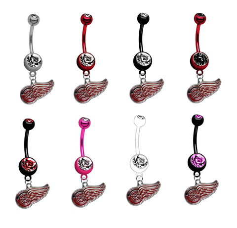 Detroit Red Wings NHL Hockey Belly Button Navel Ring - Pick Your Color
