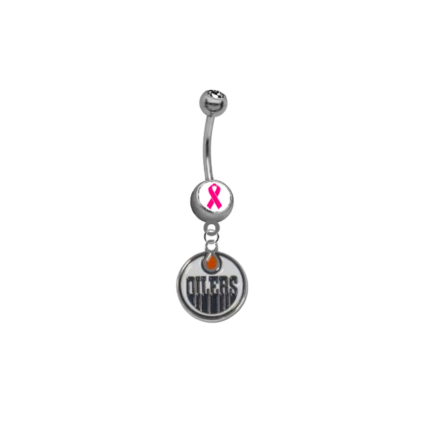 Edmonton Oilers Breast Cancer Awareness NHL Hockey Belly Button Navel Ring