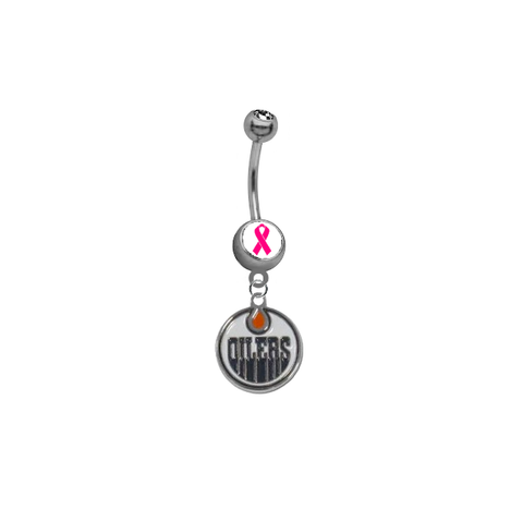 Edmonton Oilers Breast Cancer Awareness NHL Hockey Belly Button Navel Ring