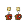 Calgary Flames GOLD Swarovski Crystal Stud Rhinestone Earrings