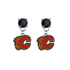 Calgary Flames BLACK Swarovski Crystal Stud Rhinestone Earrings
