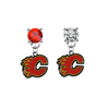 Calgary Flames RED & CLEAR Swarovski Crystal Stud Rhinestone Earrings