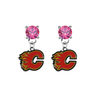 Calgary Flames PINK Swarovski Crystal Stud Rhinestone Earrings