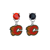 Calgary Flames RED & BLACK Swarovski Crystal Stud Rhinestone Earrings