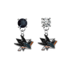 San Jose Sharks BLACK & CLEAR Swarovski Crystal Stud Rhinestone Earrings