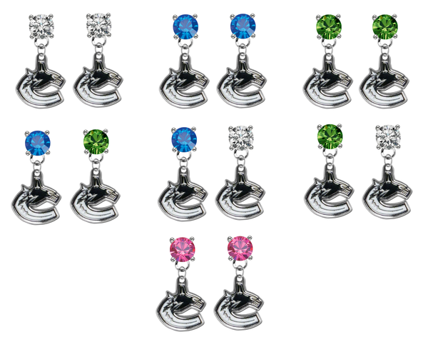 Vancouver Canucks NHL Swarovski Crystal Stud Rhinestone Earrings