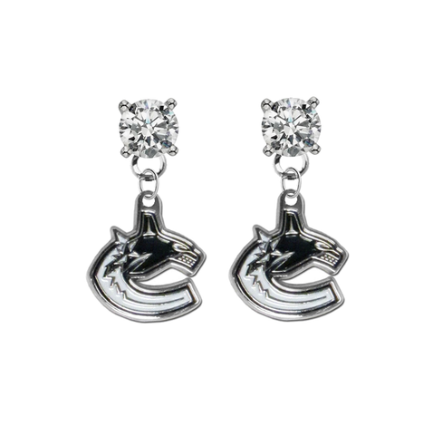 Vancouver Canucks CLEAR Swarovski Crystal Stud Rhinestone Earrings