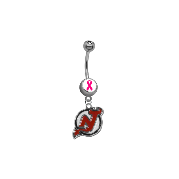 New Jersey Devils Breast Cancer Awareness NHL Hockey Belly Button Navel Ring