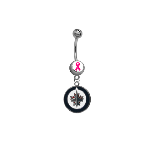 Winnipeg Jets Breast Cancer Awareness NHL Hockey Belly Button Navel Ring