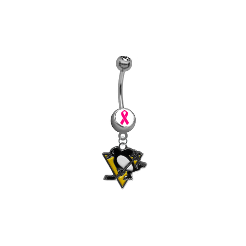 Pittsburgh Penguins Breast Cancer Awareness NHL Hockey Belly Button Navel Ring
