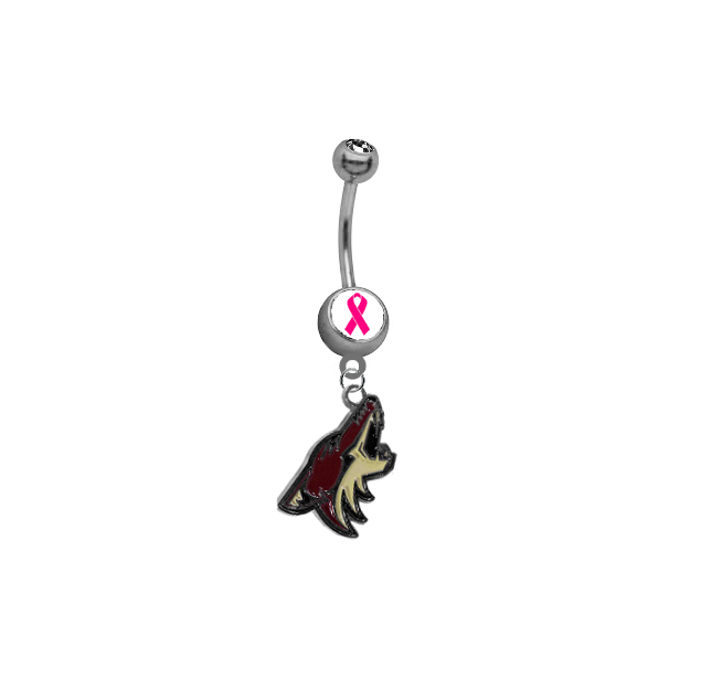 Phoenix Coyotes Breast Cancer Awareness NHL Hockey Belly Button Navel Ring