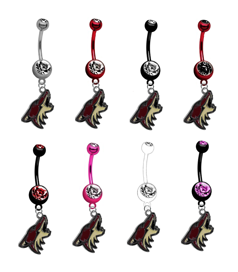 Phoenix Coyotes NHL Hockey Belly Button Navel Ring - Pick Your Color