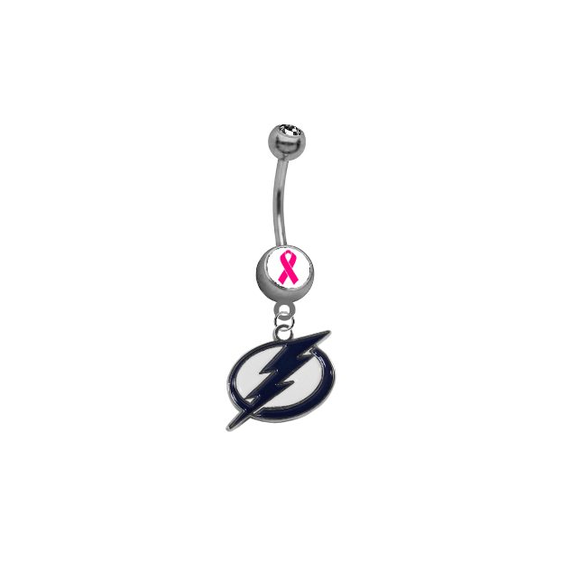 Tampa Bay Lightning Breast Cancer Awareness NHL Hockey Belly Button Navel Ring
