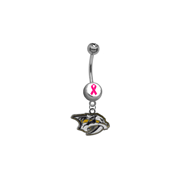 Nashville Predators Breast Cancer Awareness NHL Hockey Belly Button Navel Ring