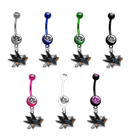 San Jose Sharks NHL Hockey Belly Button Navel Ring - Pick Your Color