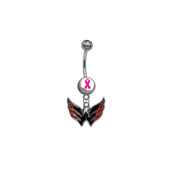 Washington Capitals Breast Cancer Awareness NHL Hockey Belly Button Navel Ring