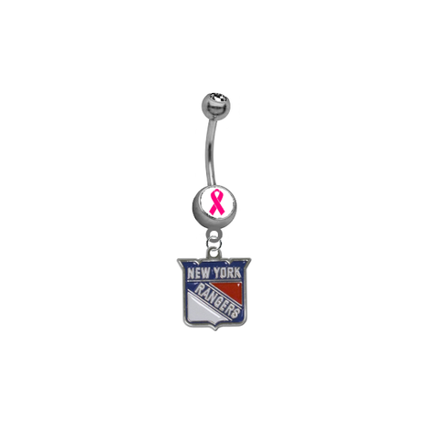 New York Rangers Breast Cancer Awareness NHL Hockey Belly Button Navel Ring