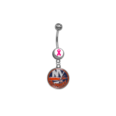 New York Islanders Breast Cancer Awareness NHL Hockey Belly Button Navel Ring