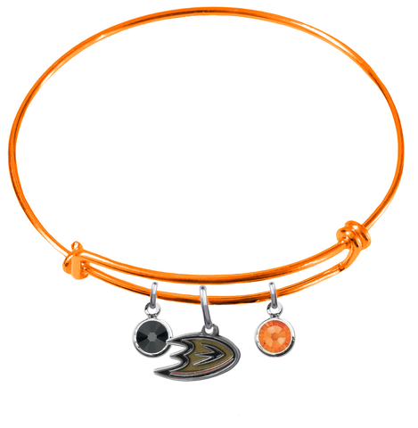Anaheim Ducks Color Edition ORANGE Expandable Wire Bangle Charm Bracelet
