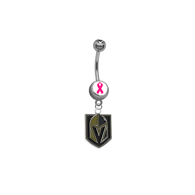 Vegas Golden Knights Breast Cancer Awareness NHL Hockey Belly Button Navel Ring