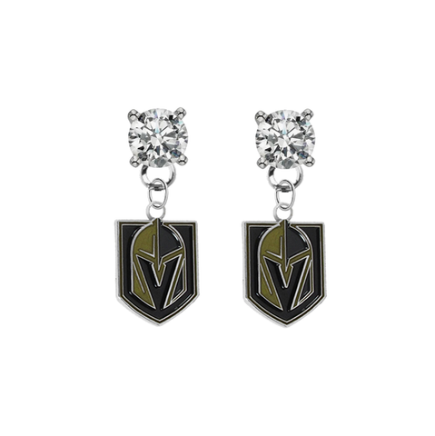 Vegas Golden Knights CLEAR Swarovski Crystal Stud Rhinestone Earrings
