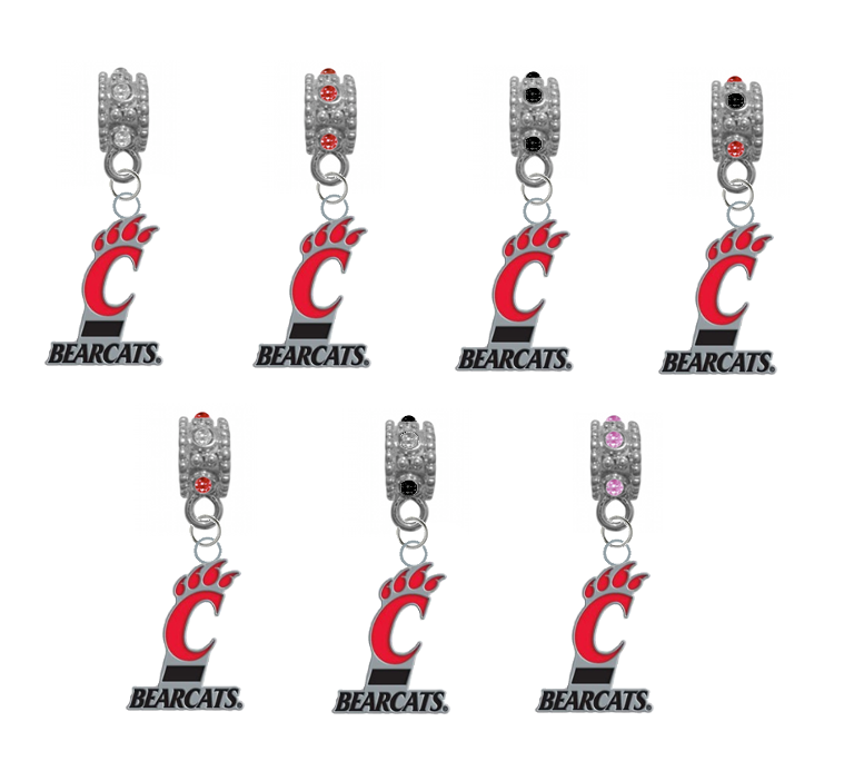 Cincinnati Bearcats Crystal Rhinestone Universal European Bracelet Charm