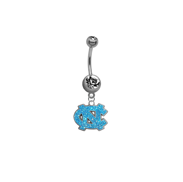 North Carolina Tar Heels Glitter Logo NCAA College Belly Button Navel Ring