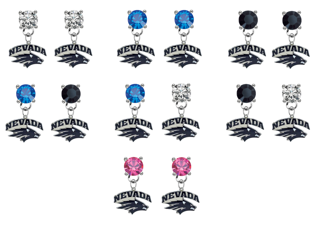 Nevada Wolf Pack NCAA Swarovski Crystal Stud Rhinestone Earrings