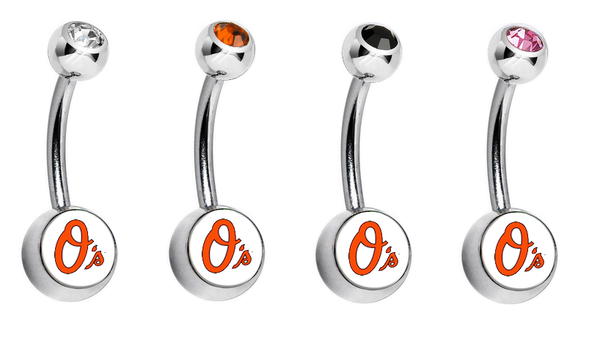Baltimore Orioles Swarovski Crystal Classic Style MLB Belly Ring