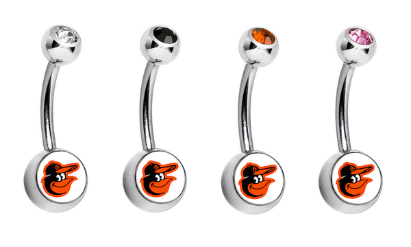 Baltimore Orioles Mascot Swarovski Crystal Classic Style MLB Belly Ring