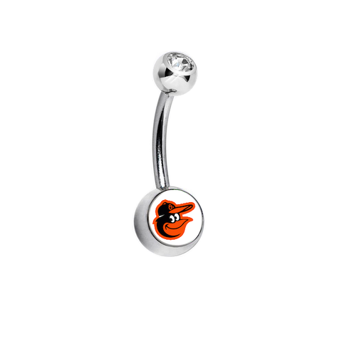Baltimore Orioles Mascot Clear Swarovski Crystal Classic Style MLB Belly Ring