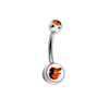 Baltimore Orioles Mascot Orange Swarovski Crystal Classic Style MLB Belly Ring