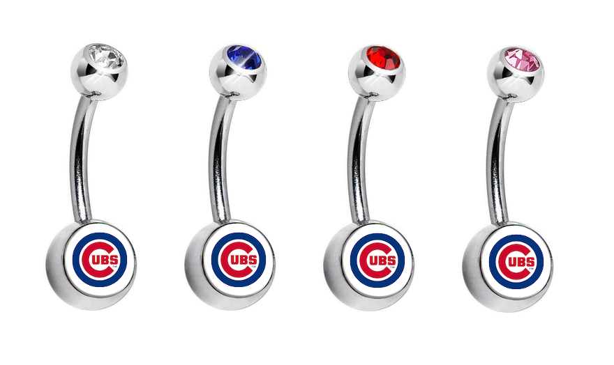 Chicago Cubs Swarovski Crystal Classic Style MLB Belly Ring