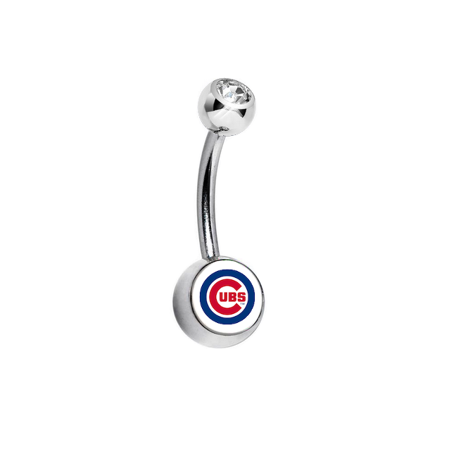 Chicago Cubs Clear Swarovski Crystal Classic Style MLB Belly Ring