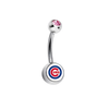 Chicago Cubs Pink Swarovski Crystal Classic Style MLB Belly Ring