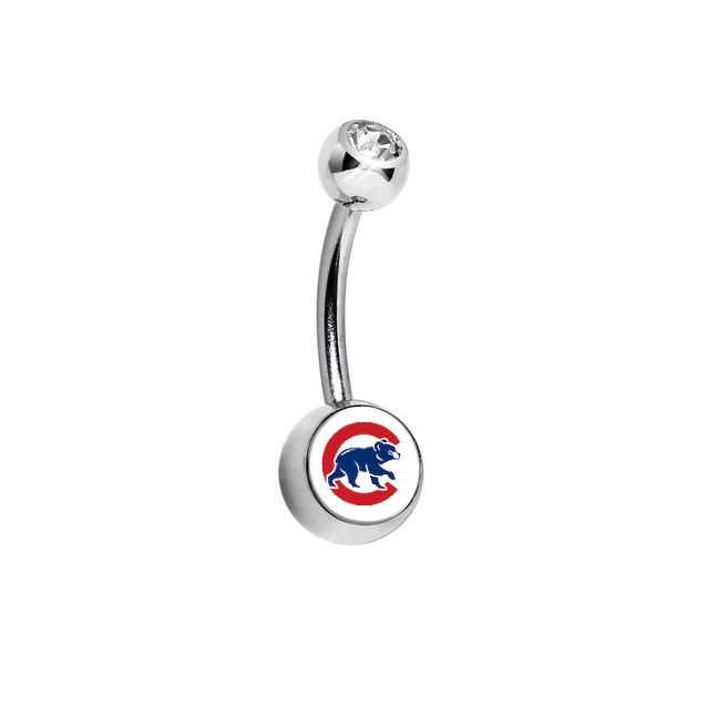Chicago Cubs Style 2 Clear Swarovski Crystal Classic Style MLB Belly Ring