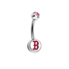Boston Red Sox B Logo Pink Swarovski Crystal Classic Style MLB Belly Ring