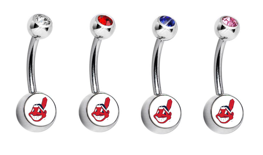 Cleveland Indians Swarovski Crystal Classic Style MLB Belly Ring