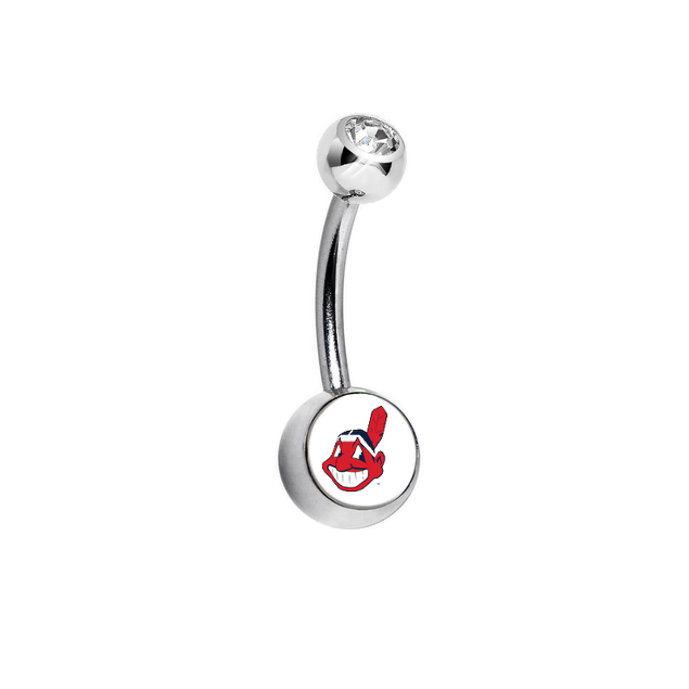 Cleveland Indians Clear Swarovski Crystal Classic Style MLB Belly Ring