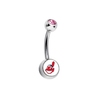 Cleveland Indians Pink Swarovski Crystal Classic Style MLB Belly Ring