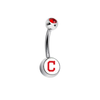Cleveland Indians C Logo Red Swarovski Crystal Classic Style MLB Belly Ring
