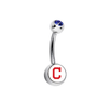 Cleveland Indians C Logo Blue Swarovski Crystal Classic Style MLB Belly Ring