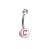 Cleveland Indians C Logo Pink Swarovski Crystal Classic Style MLB Belly Ring